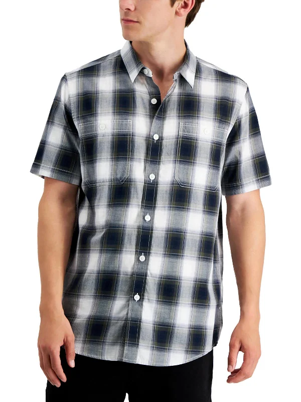 Devon Mens Cotton Plaid Button-Down Shirt