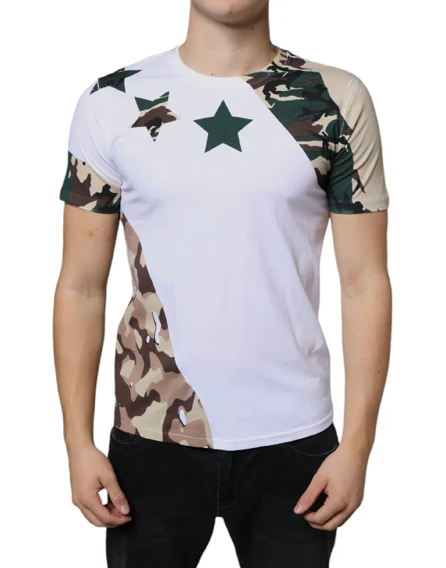 Dolce & Gabbana  Camouflage Stars Crew Neck Men's T-shirt (Pre-Owned)