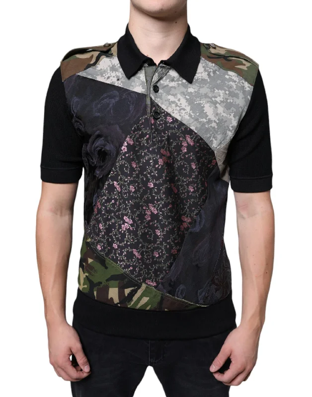 Dolce & Gabbana multi Camouflage Patchwork Silk Polo Men's T-shirt