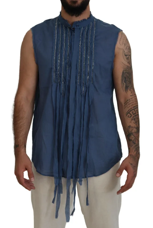 Dsqua²  Cotton Chain Embellishment Sleeveless Men's Shirt