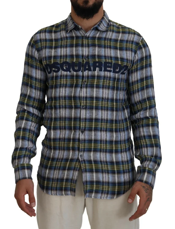 Dsqua² multi Checke Casual Men Long Sleeves Men's Shirt