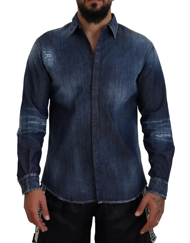 Dsqua²  Tatte Crystal Embellished  Men's Shirt