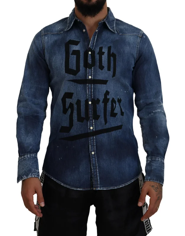 Dsqua²  Washed Goth Surfer Print Men  Men's Shirt