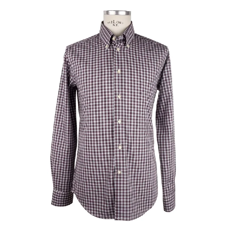 Made in Italy Elegant  Checke Milano Cotton Men's Shirt