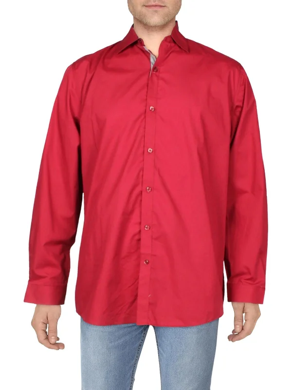 Mens Collared Cuffs Button-Down Shirt