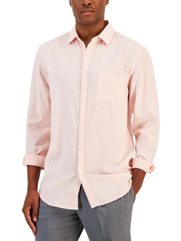 Mens Cotton Pattern Button-Down Shirt