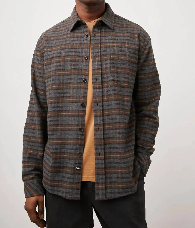 Mens Forrest Button Down Shirt In Dark Loch