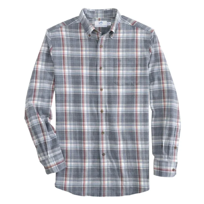 Men's Heather Longleaf Intercoastal Flannel Sport Shirt In Heather Dress Blue