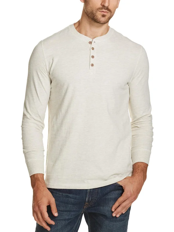 Mens Long Sleeve Casual Henley Shirt