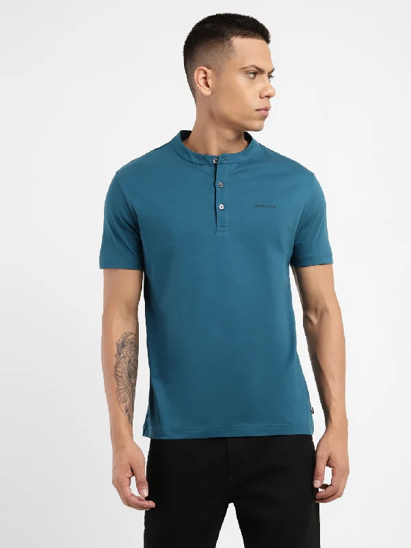 Men's Solid Henley Neck T-shirt