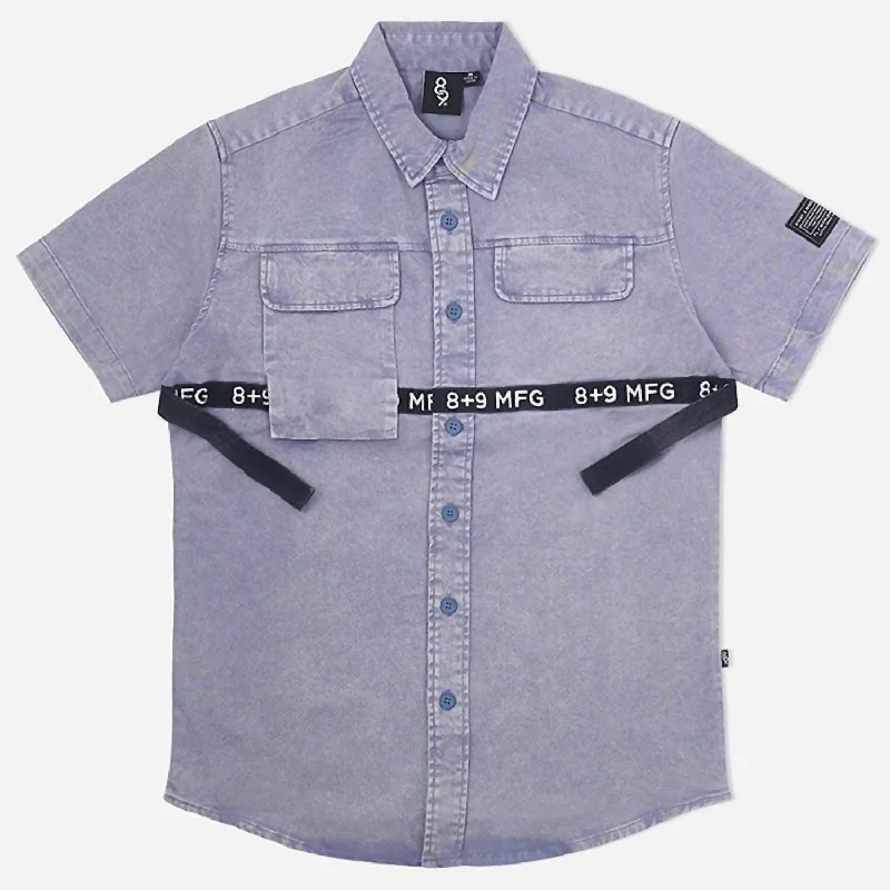 Men's Strapped Up Button Up Shirt In Vintage Blue