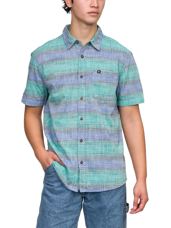 Mens Striped Woven Button-Down Shirt