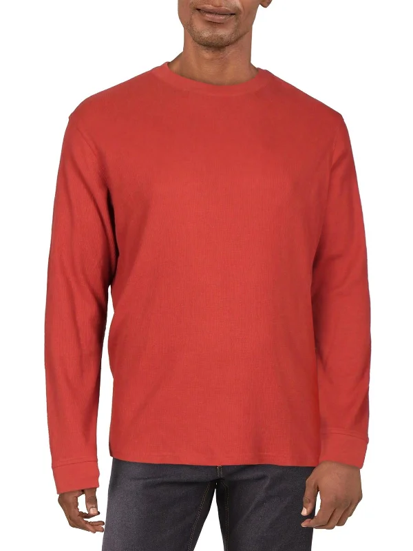 Mens Waffle Knit Crewneck Thermal Shirt