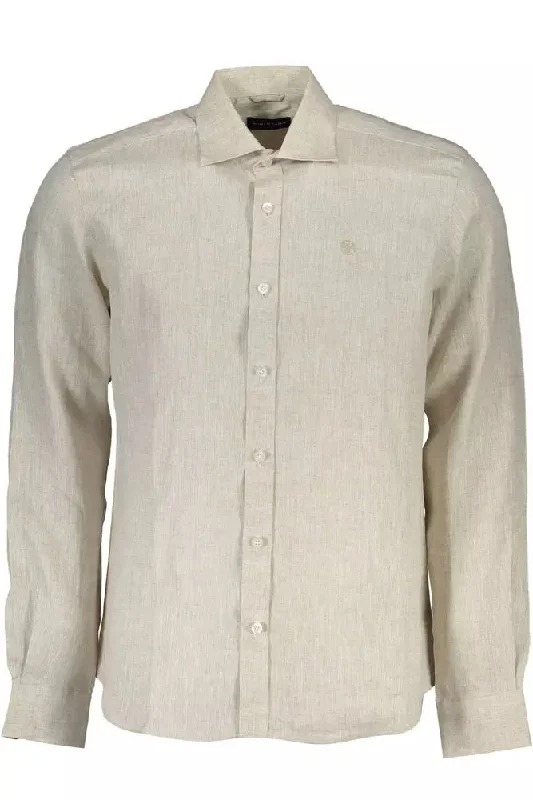 North Sails  Linen Italian Collar Shirt with Logo Men's Embroidery