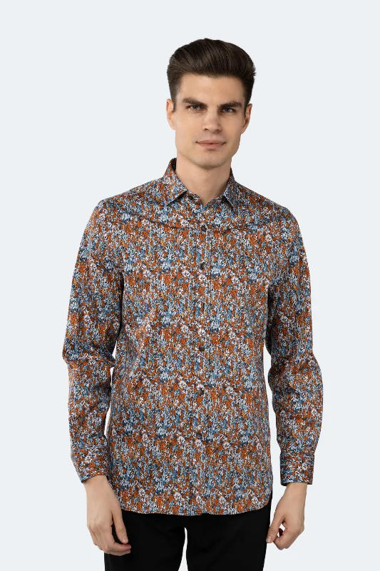 Orange, Multi Blue and White Musical Note Shirt