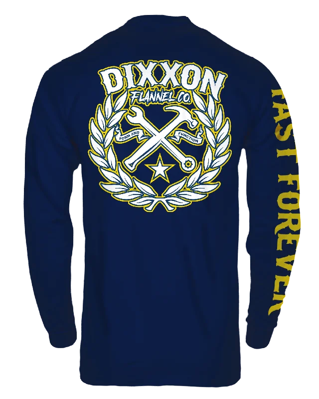 Sketchy Crest Long Sleeve T-Shirt - Navy