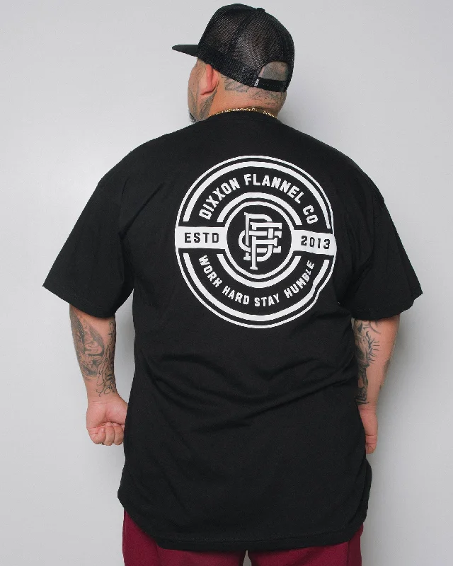 White Work Hard Badge T-Shirt - Black