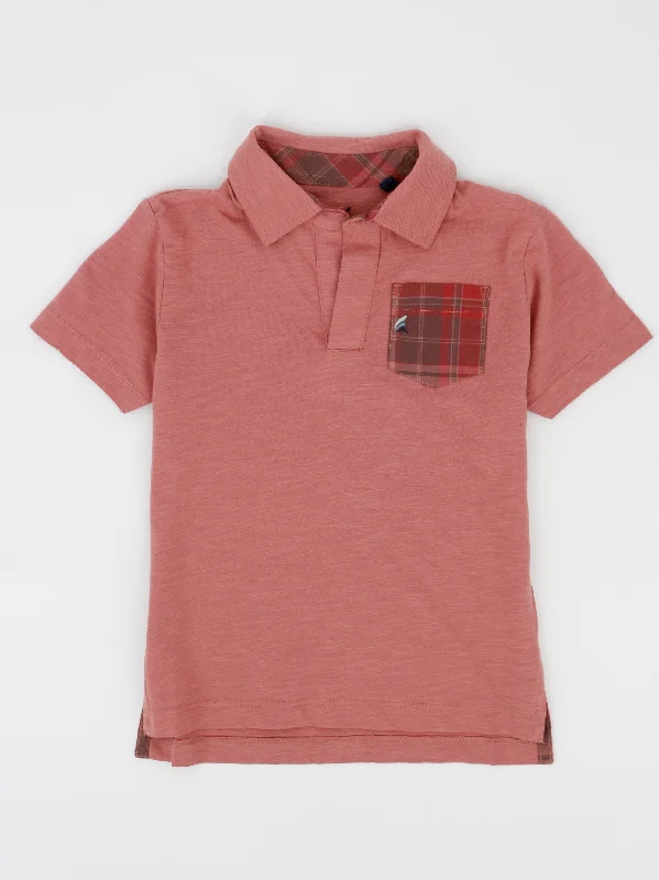 Kids Boy Side Pocket Polo Shirt,Peach