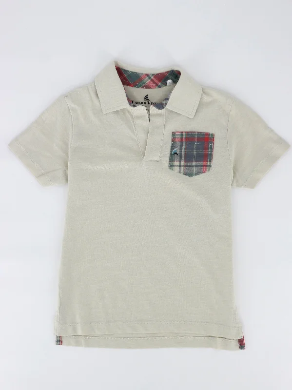 Kids Boy Side Pocket Polo Shirt,Beige