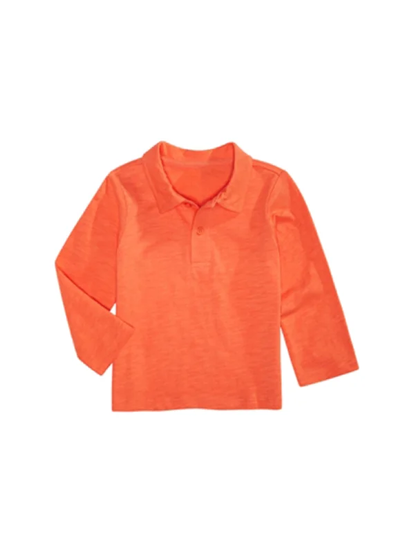 Kids Boy's Textured Polo Shirt,Orange