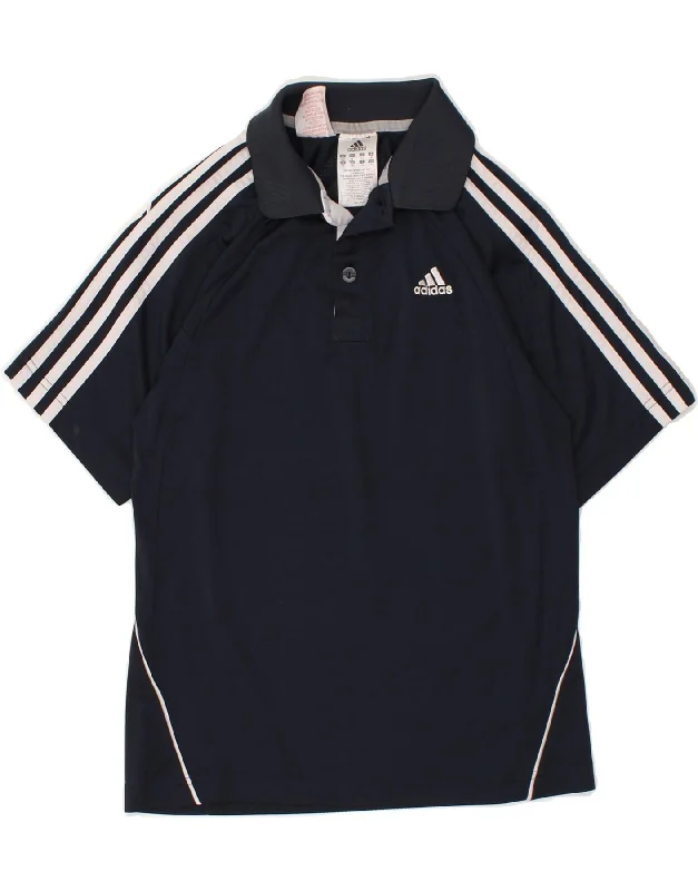 ADIDAS Boys Polo Shirt 11-12 Years Navy Blue Polyester