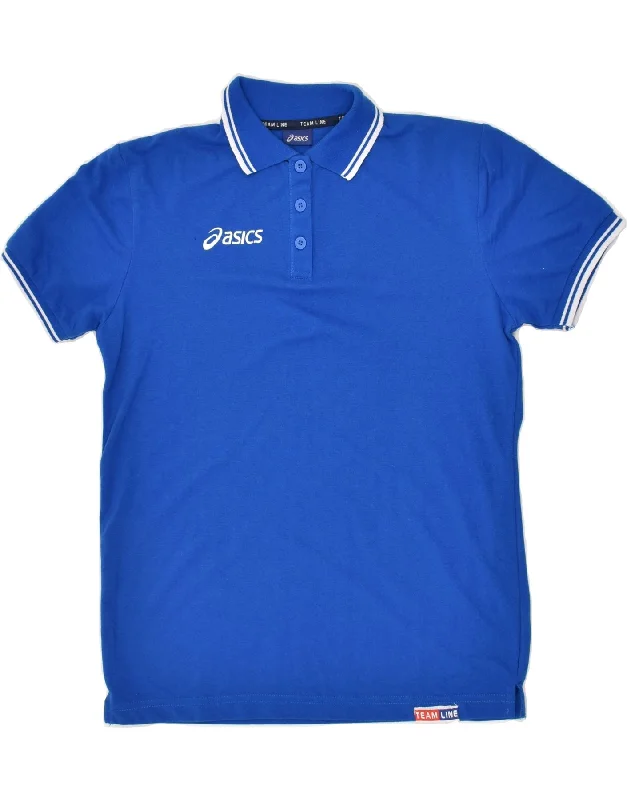 ASICS Boys Polo Shirt 13-14 Years Blue Cotton