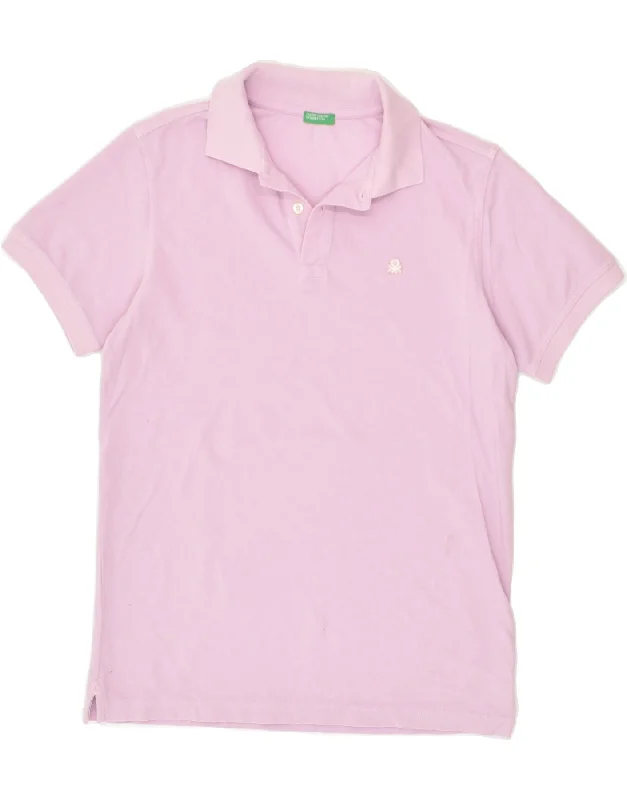 BENETTON Boys Polo Shirt 13-14 Years 3XL Pink Cotton