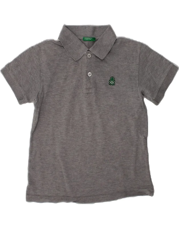 BENETTON Boys Polo Shirt 2-3 Years 2XS Grey Cotton