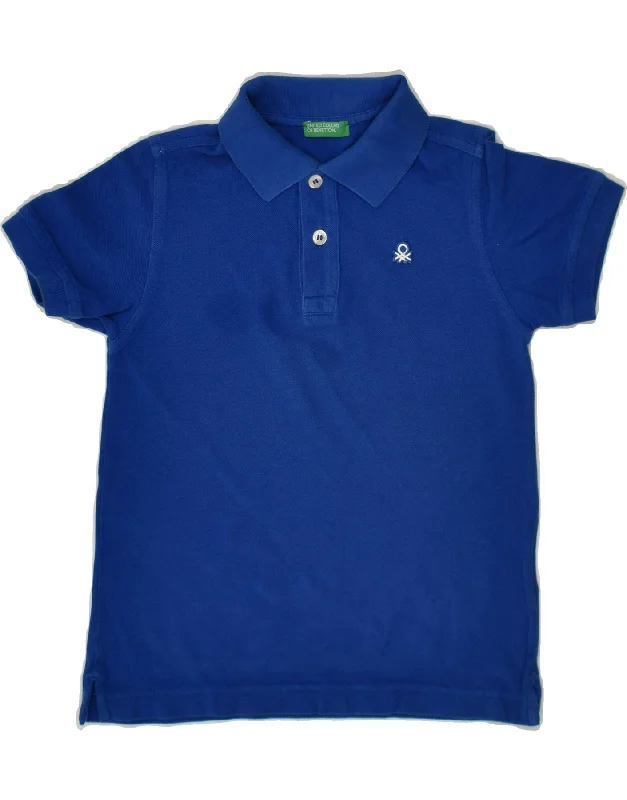 BENETTON Boys Polo Shirt 6-7 Years Small  Blue Cotton