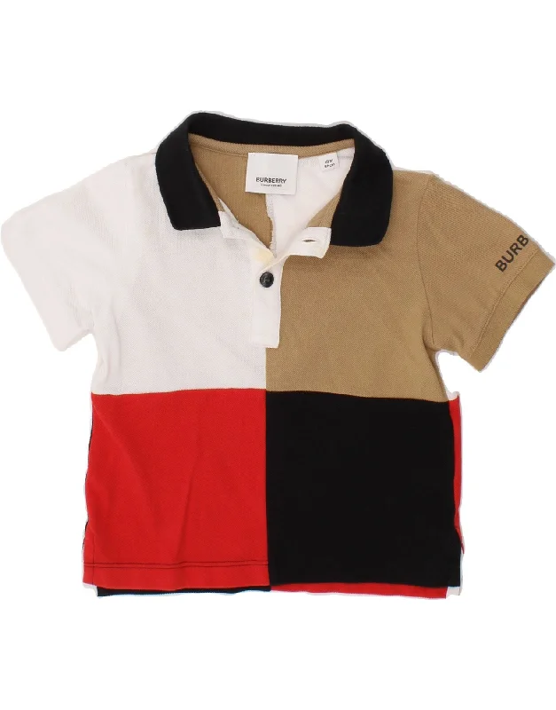 BURBERRY Baby Boys Polo Shirt 12-18 Months Multicoloured Colourblock