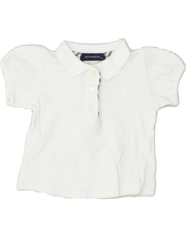 BURBERRY Baby Girls Polo Shirt 3-6 Months White Cotton