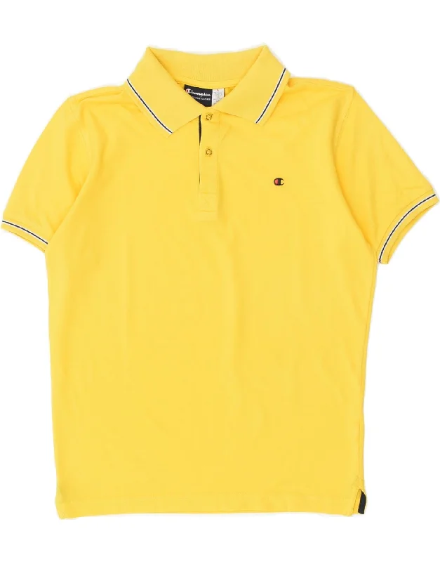 CHAMPION Boys Polo Shirt 11-12 Years Large Yellow