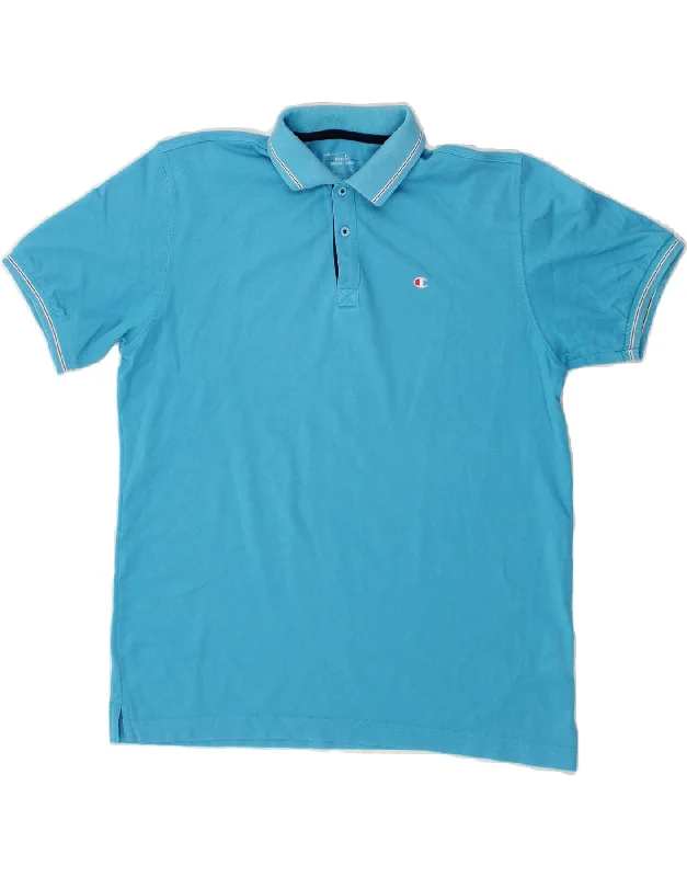 CHAMPION Boys Polo Shirt 13-14 Years XL Blue Cotton