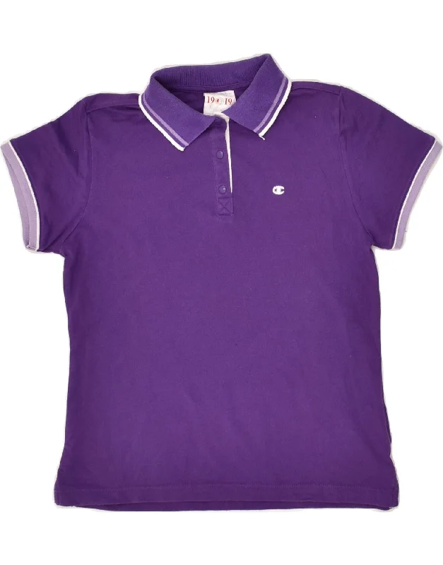 CHAMPION Boys Polo Shirt 13-14 Years XL Purple Cotton