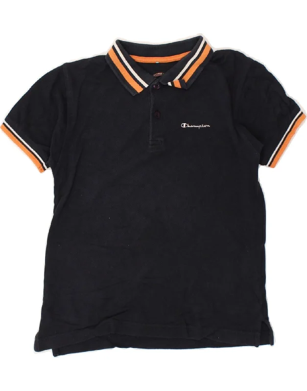 CHAMPION Boys Polo Shirt 5-6 Years XS  Navy Blue Cotton