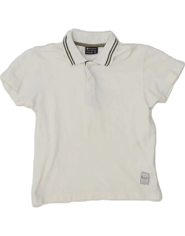 CHAMPION Boys Polo Shirt 7-8 Years Small  White Cotton