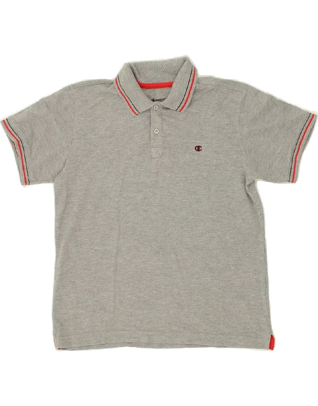 CHAMPION Boys Polo Shirt 9-10 Years Medium Grey