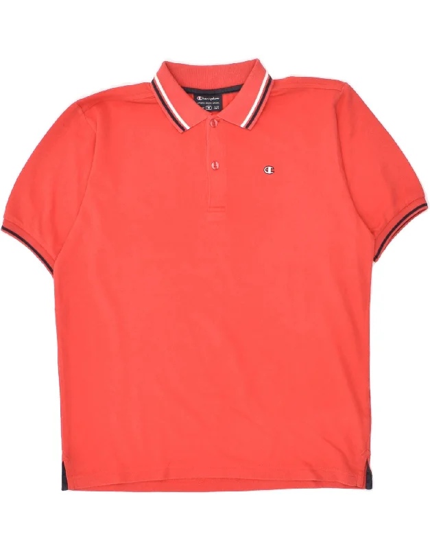 CHAMPION Boys Polo Shirt 9-10 Years Medium Red Cotton