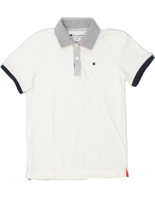 CHAMPION Boys Polo Shirt 9-10 Years Medium White