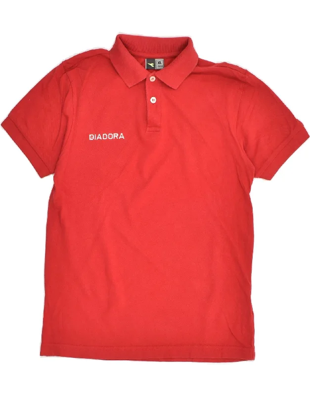 DIADORA Boys Polo Shirt 13-14 Years XL Red Cotton