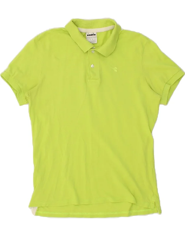 DIADORA Boys Polo Shirt 15-16 Years Medium Green Cotton