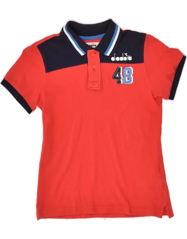 DIADORA Boys Polo Shirt 7-8 Years Medium Red Cotton