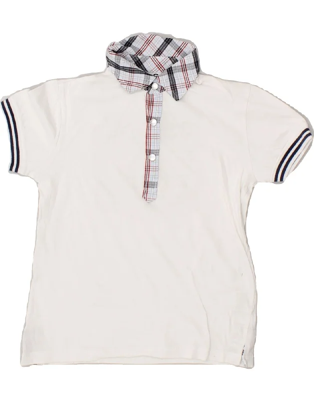 DOLCE & GABBANA Boys Graphic Polo Shirt 7-8 Years White Cotton