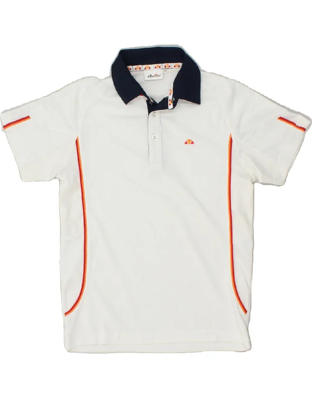 ELLESSE Boys Polo Shirt 7-8 Years White Polyester