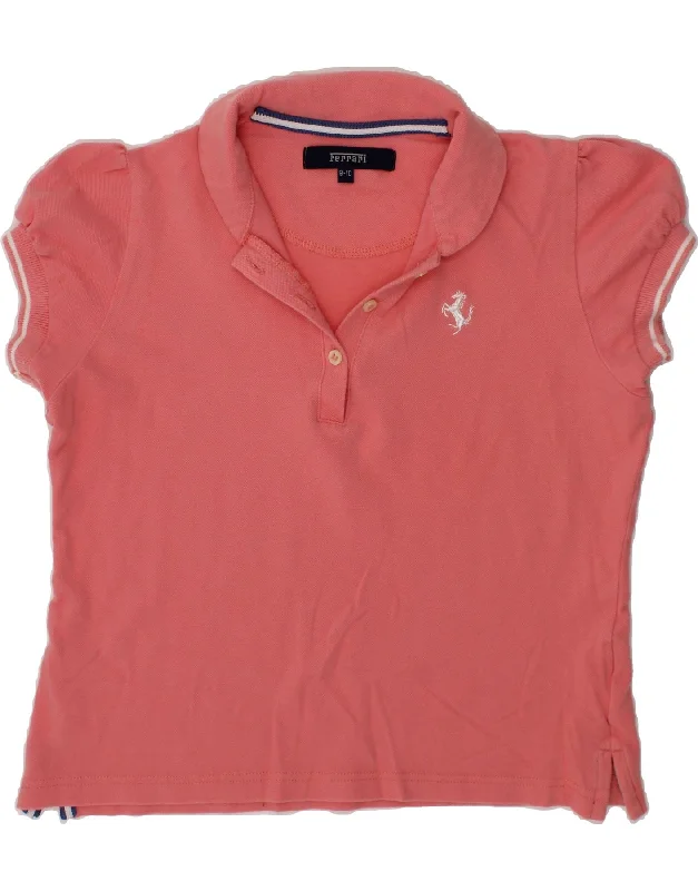 FERRARI Girls Polo Shirt 9-10 Years Red Cotton