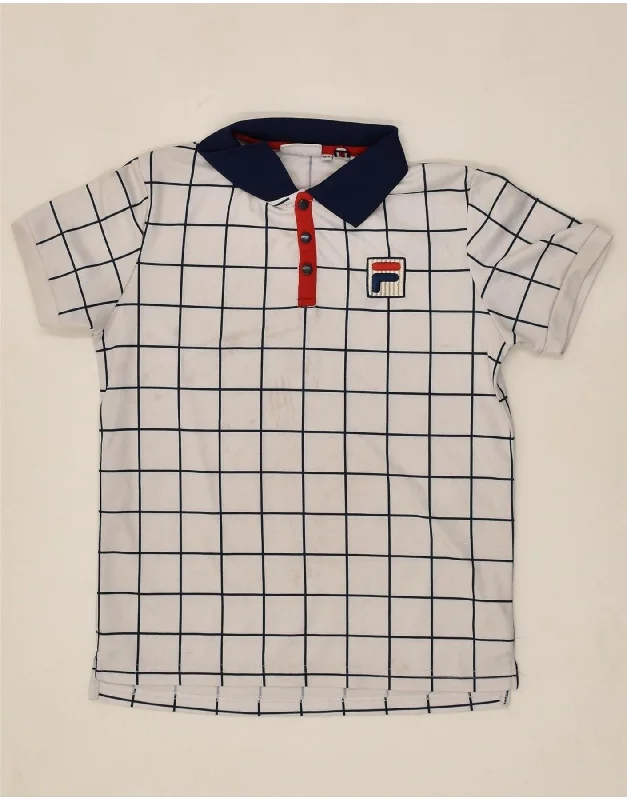 FILA Boys Polo Shirt 9-10 Years White Check Polyester