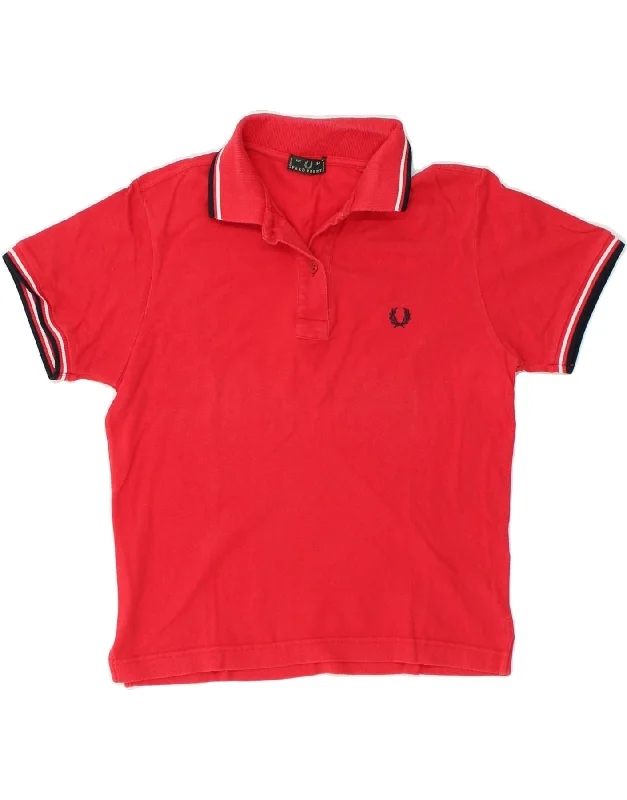 FRED PERRY Boys Polo Shirt 12-13 Years Medium Red Cotton