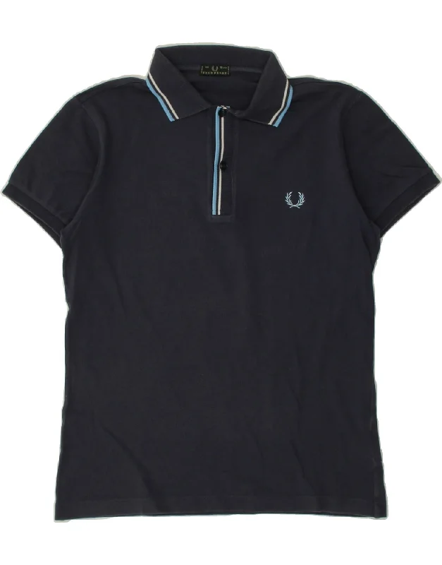 FRED PERRY Boys Polo Shirt 15-16 Years Navy Blue Cotton