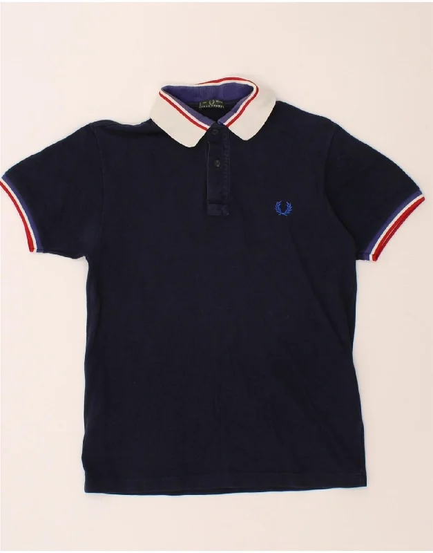 FRED PERRY Boys Polo Shirt 15-16 Years Navy Blue Cotton