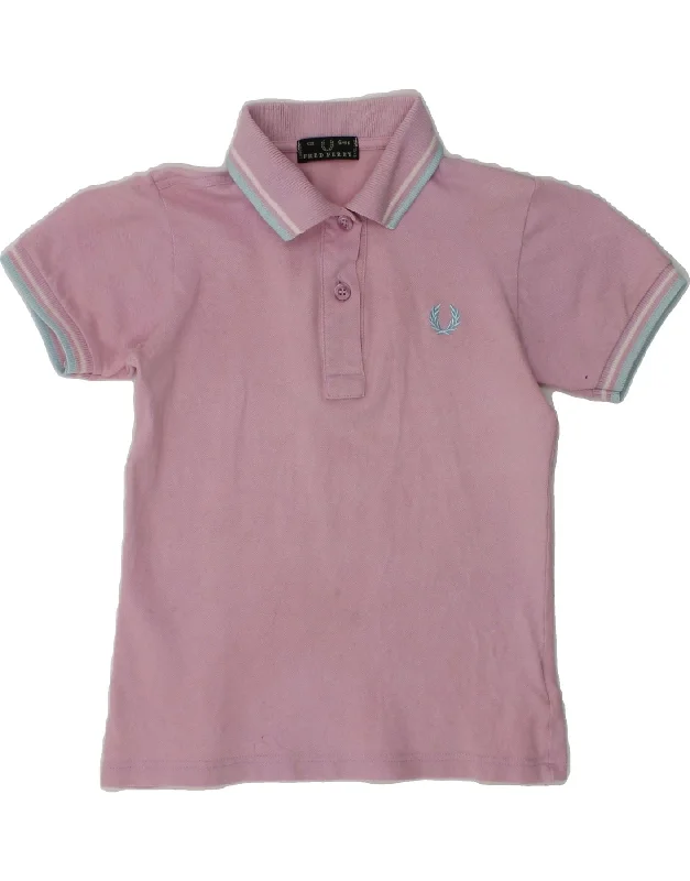 FRED PERRY Girls Polo Shirt 5-6 Years Pink Cotton